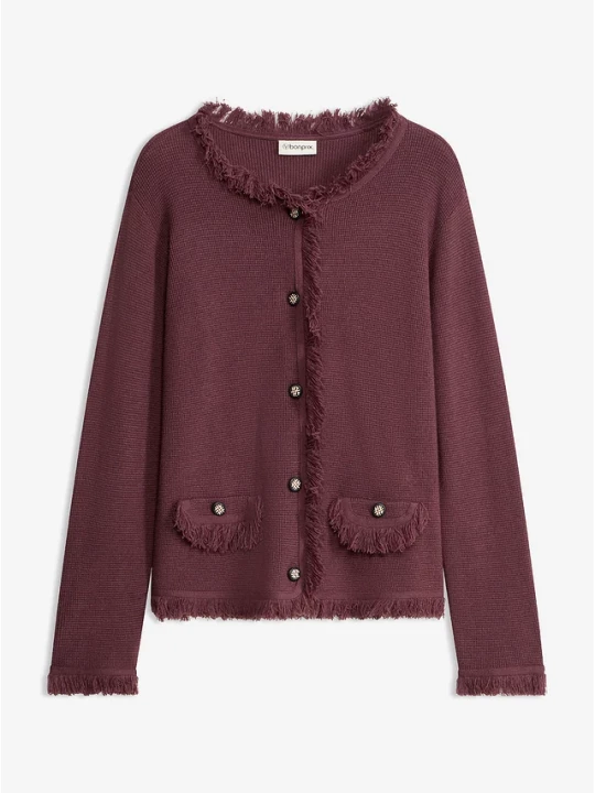 Obrázek produktu Kardigan z przędzy boucle BonPrix fioletowy