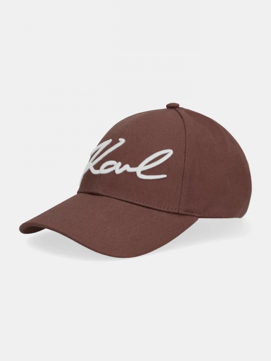 Obrázek produktu Karl Lagerfeld Bavlněná baseballová čepice Karl Lagerfeld K/SIGNATURE hnědá