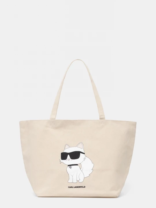 Obrázek produktu Karl Lagerfeld Bavlněná kabelka Karl Lagerfeld IKON béžová