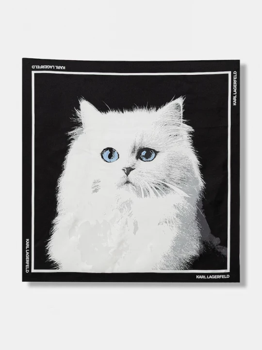 Obrázek produktu Karl Lagerfeld Hedvábný šátek Karl Lagerfeld IKON černá