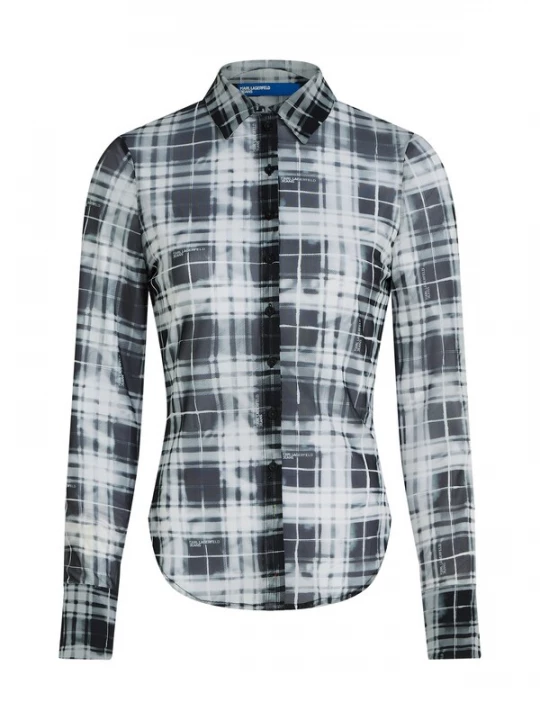 Obrázek produktu KARL LAGERFELD JEANS Halenka 'Check Mesh' černá / bílá