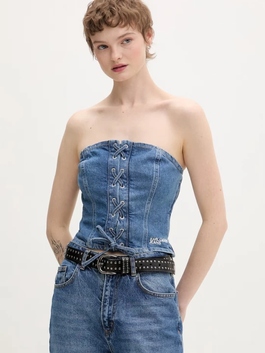 Obrázek produktu Karl Lagerfeld Jeans korzetová halenka dámská bavlněná modrá