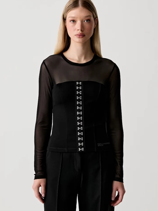 Obrázek produktu Karl Lagerfeld Jeans korzetová halenka dámská viskózou černá