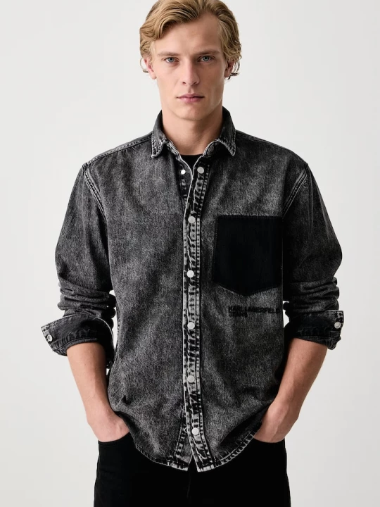 Obrázek produktu Karl Lagerfeld Jeans košile pánská džínová černá