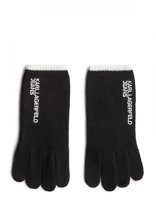 Obrázek produktu KARL LAGERFELD JEANS Prstové rukavice černá / bílá