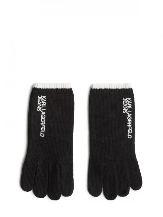 Obrázek produktu KARL LAGERFELD JEANS Prstové rukavice černá / bílá / přírodní bílá