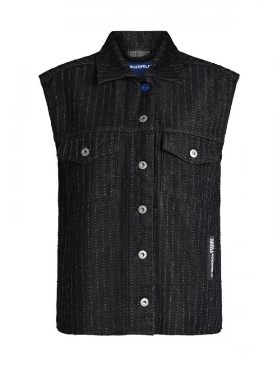 Obrázek produktu KARL LAGERFELD JEANS Vesta černá džínovina / bílá