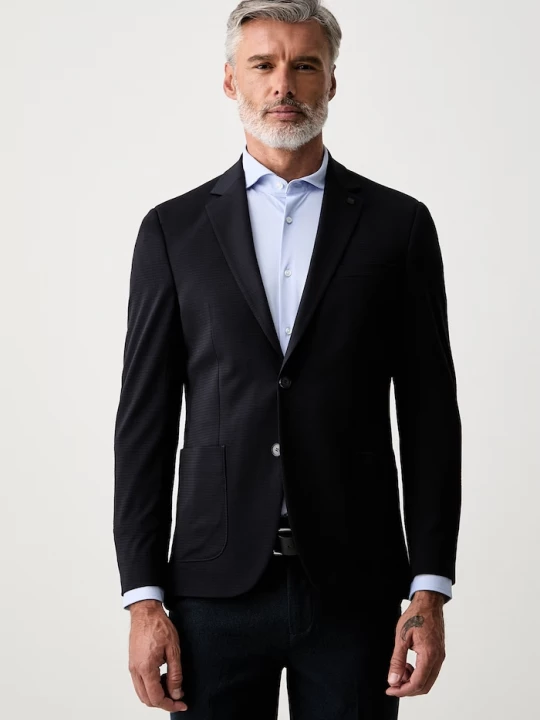 Obrázek produktu Karl Lagerfeld jednořadé sako pánské s viskózou námořnická modř