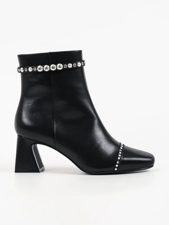 Obrázek produktu Karl Lagerfeld kotníkové boty na sloupku dámské kožené Beata černá