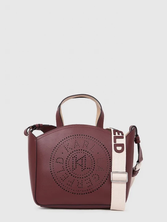 Obrázek produktu Karl Lagerfeld Kožená kabelka Karl Lagerfeld K/CIRCLE hnědá