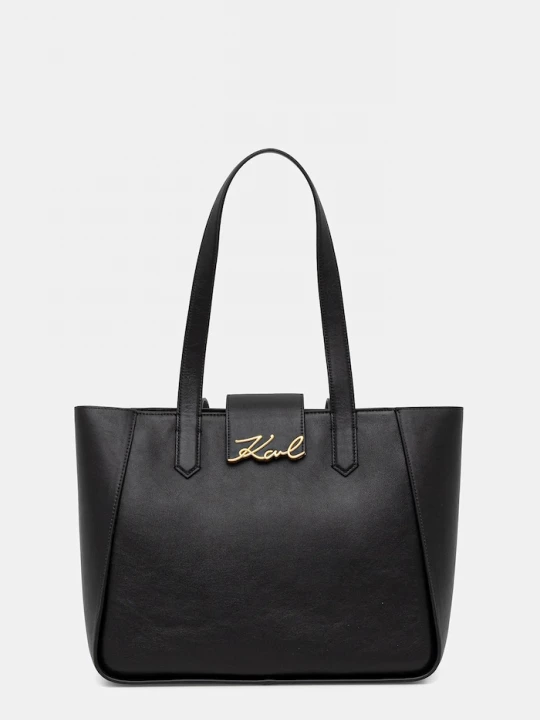 Obrázek produktu Karl Lagerfeld Kožená kabelka Karl Lagerfeld K/SIGNATURE černá