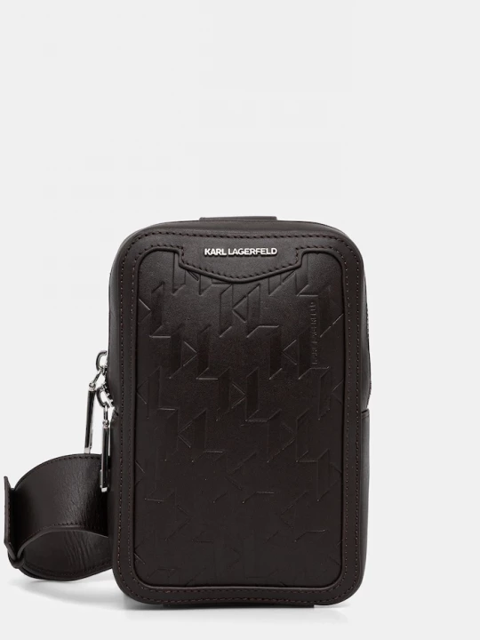 Obrázek produktu Karl Lagerfeld Kožená taška Karl Lagerfeld K/LOOM hnědá