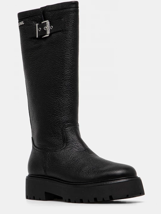 Obrázek produktu Karl Lagerfeld Kožené kozačky Karl Lagerfeld BURLY BIKER černá