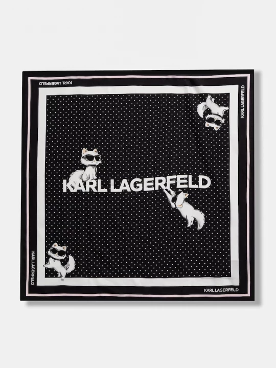 Obrázek produktu Karl Lagerfeld malý šátek dámský hedvábný IKON černá