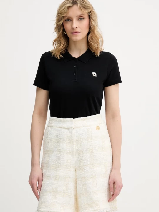 Obrázek produktu Karl Lagerfeld polo dámské bavlněné IKON černá