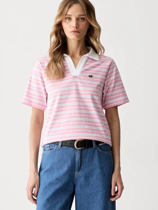 Obrázek produktu Karl Lagerfeld polo dámské bavlněné IKON růžová