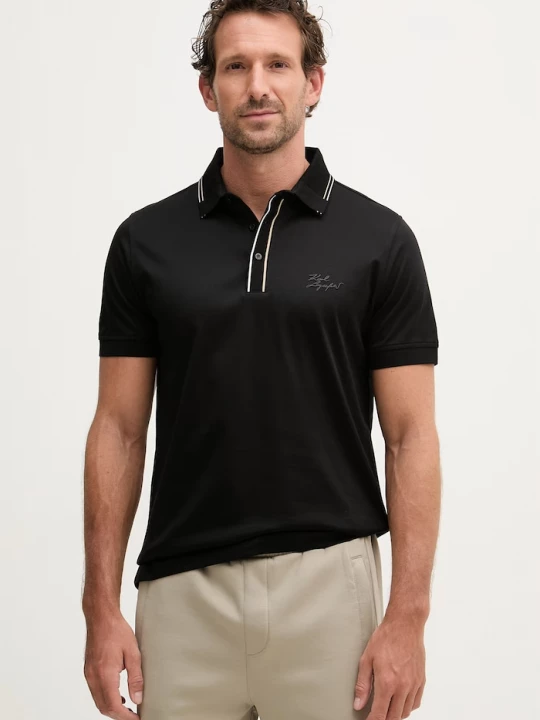Obrázek produktu Karl Lagerfeld polo pánské bavlněné černá
