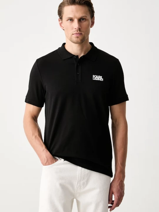 Obrázek produktu Karl Lagerfeld polo pánské bavlněné elastanem černá