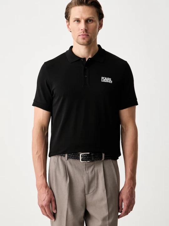 Obrázek produktu Karl Lagerfeld polo pánské bavlněné s elastanem černá