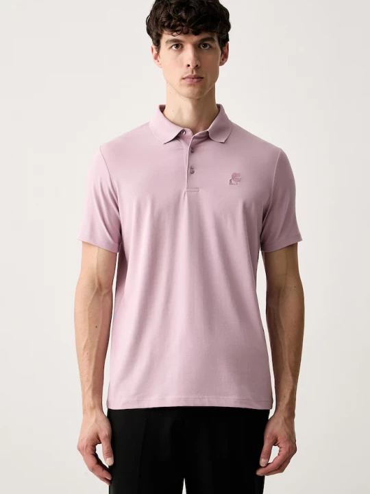 Obrázek produktu Karl Lagerfeld polo pánské bavlněné s elastanem růžová
