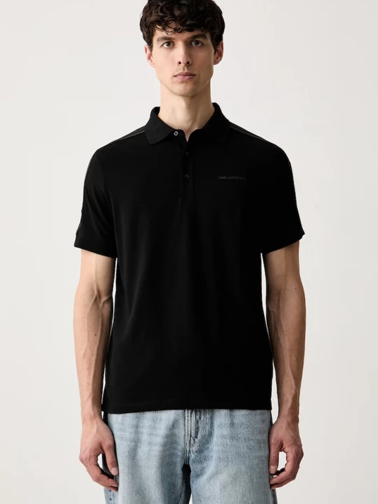 Obrázek produktu Karl Lagerfeld polo pánské s bavlnou černá