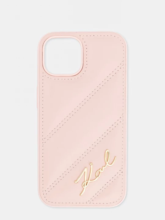 Obrázek produktu Karl Lagerfeld pouzdro na telefon z imitace kůže iPhone 15 / 14 / 13 růžová
