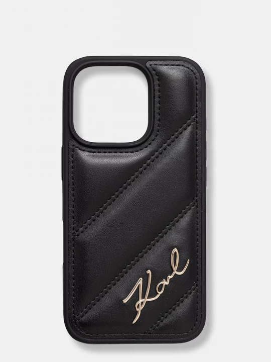 Obrázek produktu Karl Lagerfeld pouzdro na telefon z imitace kůže iPhone 16 Pro černá