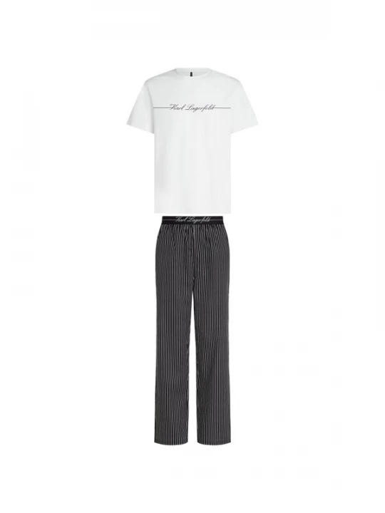 Obrázek produktu Karl Lagerfeld Pyžamo dlouhé ' Pyjama-Set mit Nadelstreifenhose ' bílá