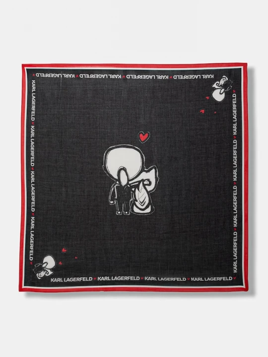 Obrázek produktu Karl Lagerfeld Šátek s příměsí hedvábí Karl Lagerfeld IKON VALENTINE černá