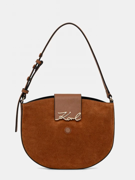 Obrázek produktu Karl Lagerfeld Semišová kabelka Karl Lagerfeld K/SIGNATURE hnědá