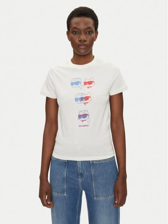 Obrázek produktu KARL LAGERFELD T-Shirt A2W17112 Écru Regular Fit Krémová