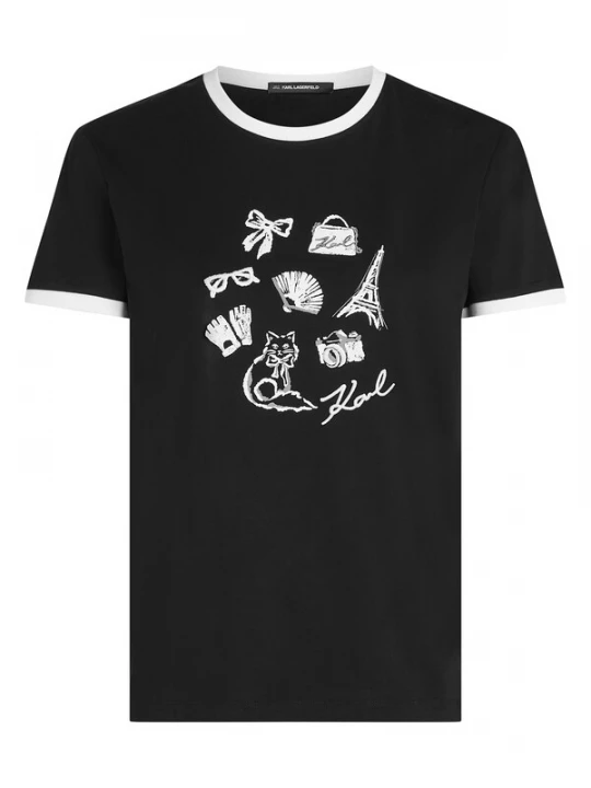 Obrázek produktu Karl Lagerfeld Tričko šedá / černá / bílá