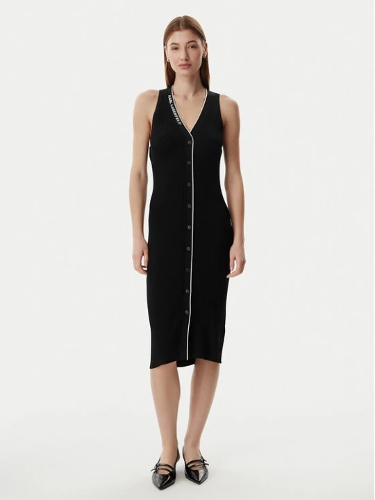Obrázek produktu KARL LAGERFELD Úpletové šaty B2W13004 Černá Slim Fit