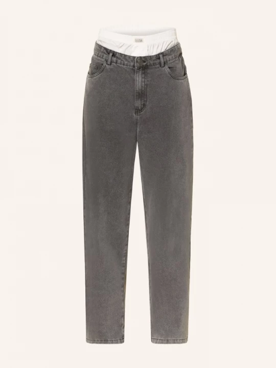 Obrázek produktu Karo Kauer Džíny S Širokými Nohavicemi Z Kombinace Materiálů 846 dark grey washed