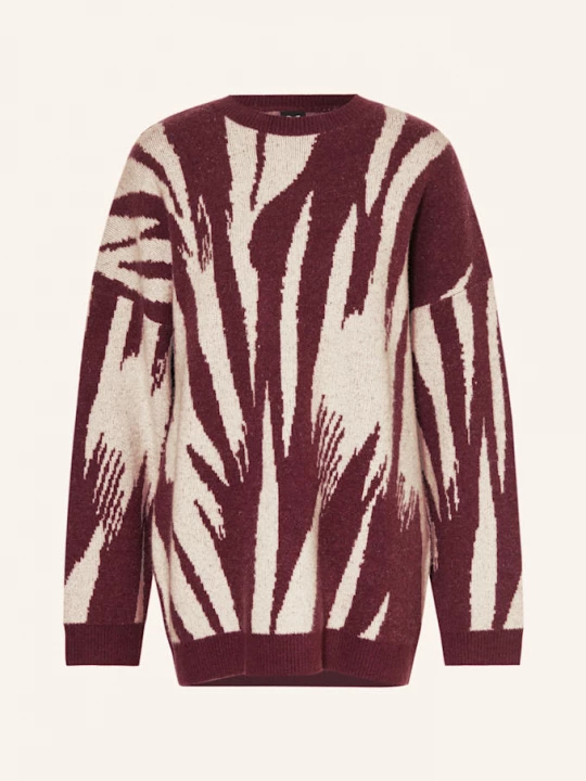 Obrázek produktu Karo Kauer Oversized Svetr tmavě červená / bílá