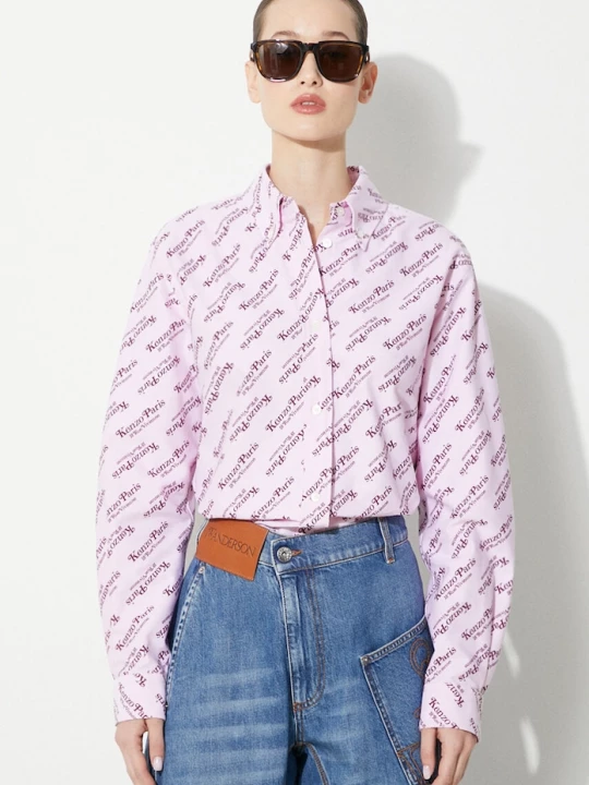 Obrázek produktu Kenzo Bavlněná košile Kenzo Printed Slim Fit Shirt růžová