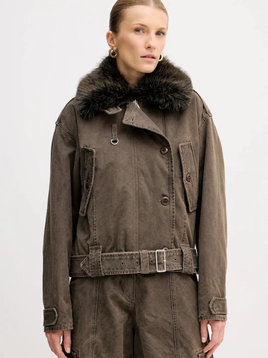 Obrázek produktu Kenzo Bunda Kenzo Dyed Canvas Comber hnědá