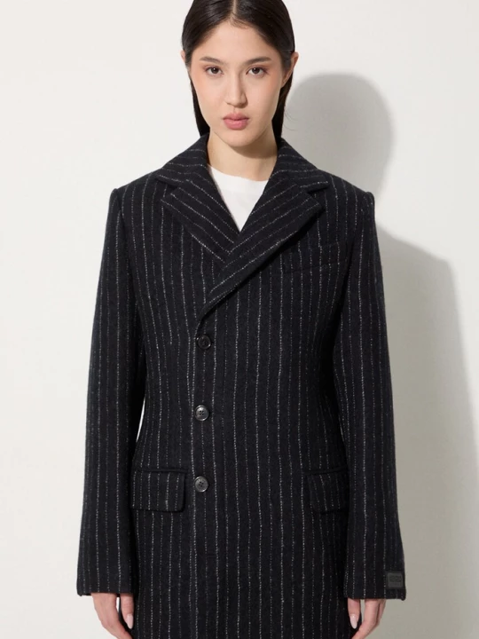 Obrázek produktu Kenzo Vlněný kabát Kenzo Tennis Stripes Pea Coat černá