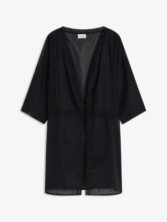 Obrázek produktu Kimono plażowe z koronką BonPrix czarny