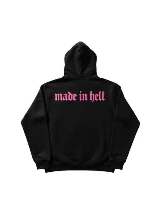Obrázek produktu Kleidermafia Mikina 'Oversize Made in Hell Hoodie - Black and Lila' černá