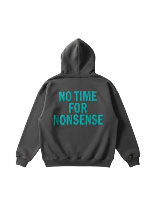 Obrázek produktu Kleidermafia Mikina 'Oversize “No Time for Nonsense” Hoodie - Anthracite and Blue' antracitová