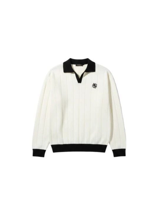 Obrázek produktu Kleidermafia Svetr 'Oversized Embroidered Polo Sweater - Ecru' režná