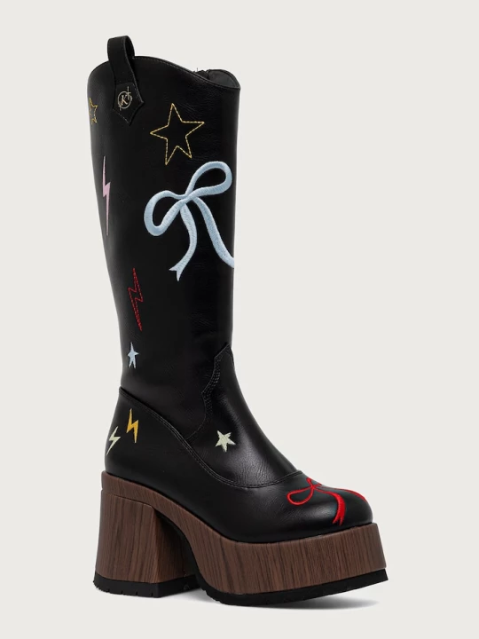 Obrázek produktu Koi Footwear kozačky nad kolena na platformě dámské Jettison Chunky Cowboy Boots černá