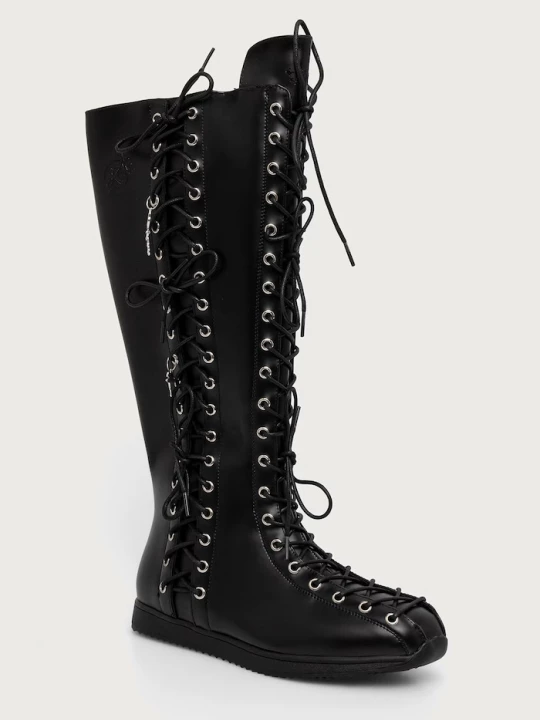 Obrázek produktu Koi Footwear Numinous Lace Up Charm Long Boots kozačky nad kolena dámské černá