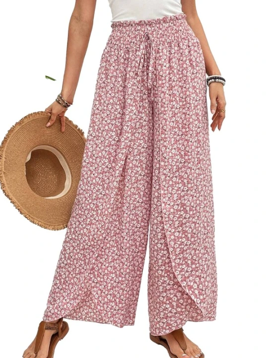 Obrázek produktu KoJooin Kalhoty 'Damen Culotte Mit Floralem Muster, Elastischem Bund Und Seitlichem Schlitz Style Für Jeden Anlass' pink
