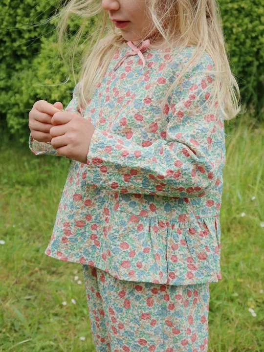Obrázek produktu Konges Sløjd Dětská halenka Konges Sløjd ELIN BOW BLOUSE GOTS tyrkysová
