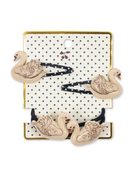 Obrázek produktu Konges Sløjd dětské 2-pack SWAN HAIR CLIP AND ELASTIC námořnická modř