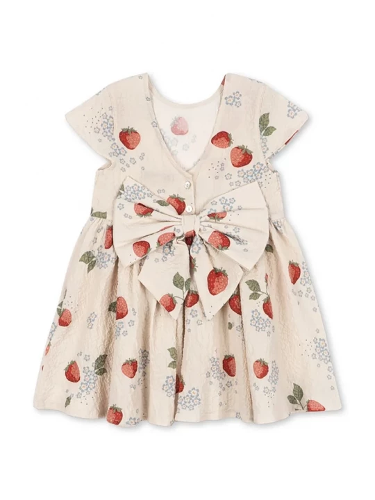 Obrázek produktu Konges Sløjd Dětské bavlněné šaty AVA SS BOW DRESS GOTS béžová