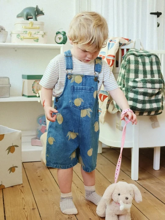 Obrázek produktu Konges Sløjd Dětské džínové lacláče Konges Sløjd MAGOT OVERALLS GOTS námořnická modř
