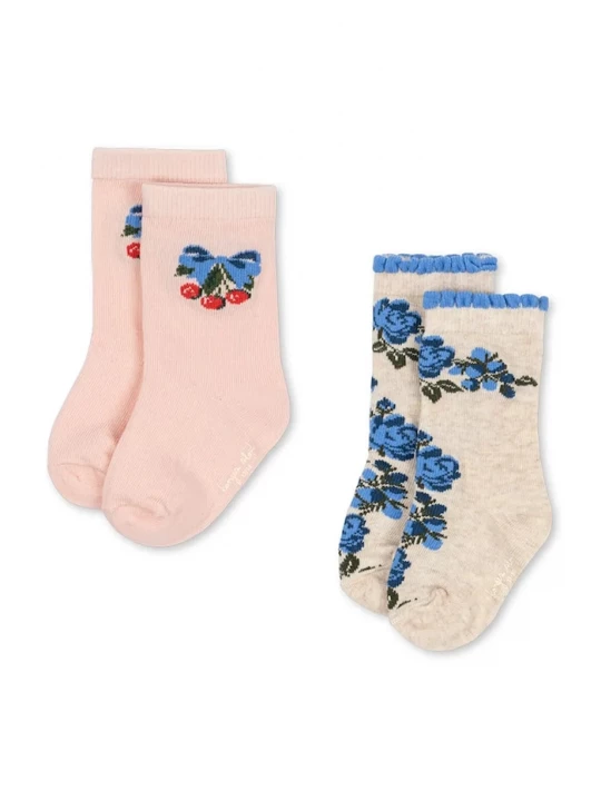 Obrázek produktu Konges Sløjd Dětské ponožky Konges Sløjd 2 PACK FLOWER AND CHERRY JACQUARD SOCKS 2-pack vícebarevná